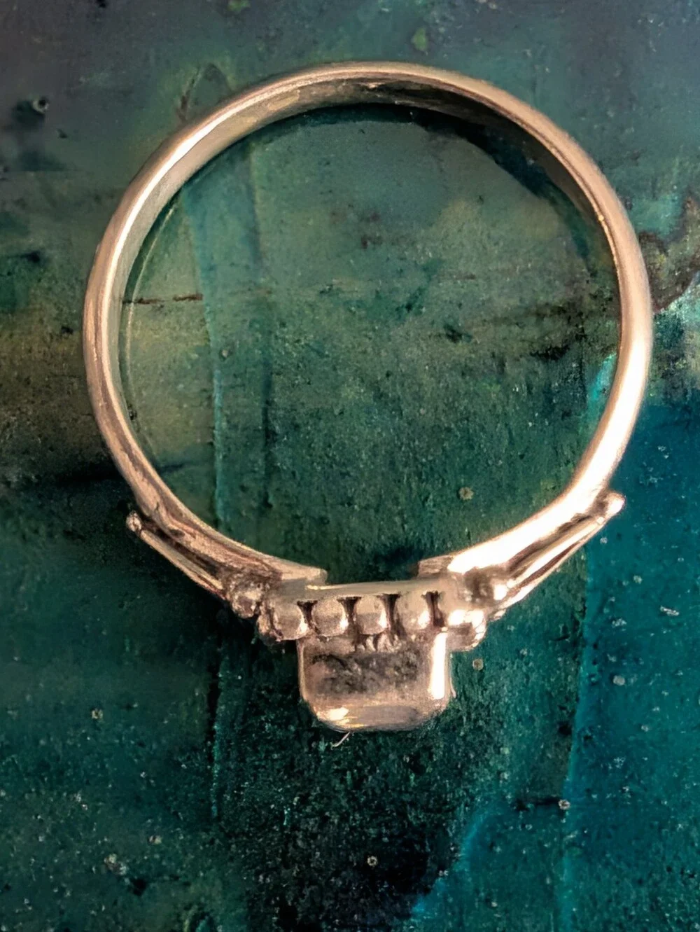 🆕 Amazing Blue Flash Sterling Silver Rainbow Moonstone Square-Cut Ring Size 6.5